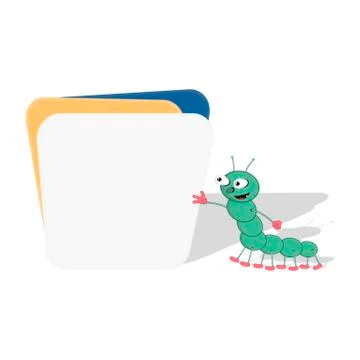 Frame for text and notes from colored cards with the cartoon character caterp Stock Illustration