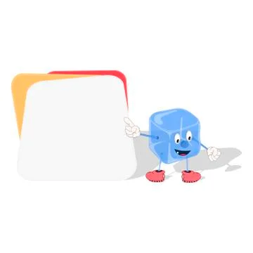 Frame for text and notes from colored cards with cartoon ice cube hero. Vecto Stock Illustration