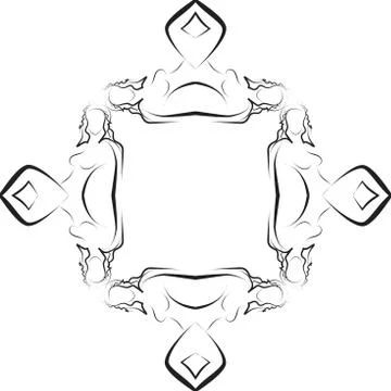 Frame for text decoration made in the form of a sketch of girls Stock Illustration