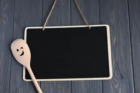 Frame for text. Kitchen frame for text, webinar, blog. Spoon for text, kitche Stock Photos