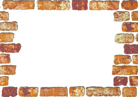Frame for text with old orange bricks by side Stock Illustration