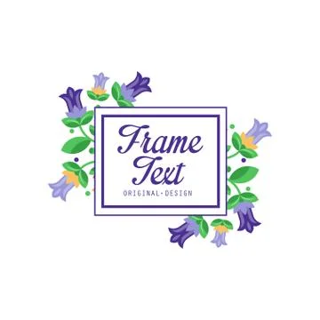 Frame text original design, elegant floral badge template, sign for company Stock Illustration