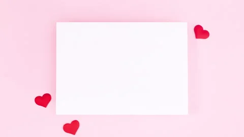 Frame for text on pink theme and hearts around. Valentine's day stop motion Stock Footage 147056013