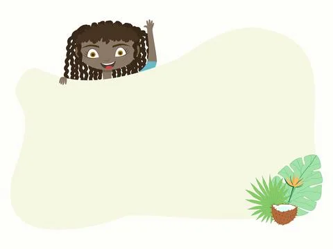 Frame for text with the power of a dark-skinned girl. Children's background Stock Illustration