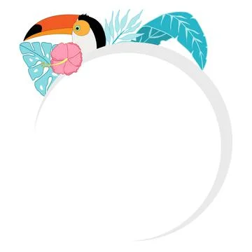 The frame for the text is round. Tripic vector frame for lettering with palm Stock Illustration