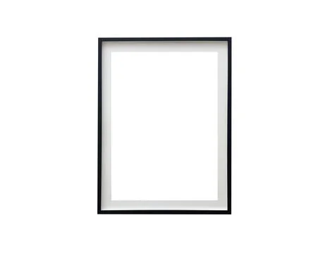 Frame with thin black border and passepartout. Rectangular vertical design fo Stock Photos