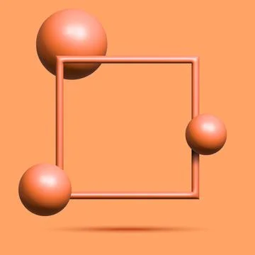 Frame with three spheres blank 3d mockup for product presentation or inform.. Stock Photos