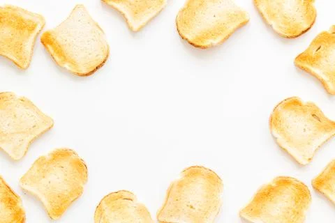 Frame of toast bread with space for text, top view Stock Photos