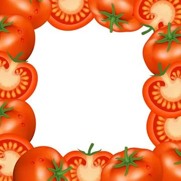 Frame of tomatoes. Natural bio vegetable, healthy organic food. Stock Illustration
