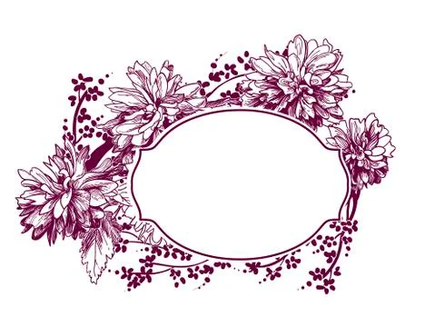 Frame vector background victorian chrysanthemum flower sketch Stock Illustration