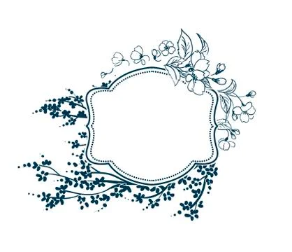 Frame vector background victorian flower sakura blossom Stock Illustration