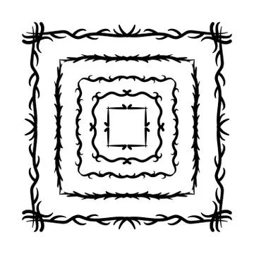 Frame vector set hand drawn icons illustration black and white, decorative bo Stock Illustration