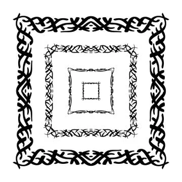 Frame vector set hand drawn icons illustration black and white, decorative bo Stock Illustration