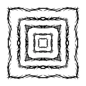 Frame vector set hand drawn icons illustration black and white, decorative bo Stock Illustration