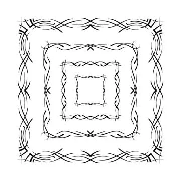 Frame vector set hand drawn icons illustration black and white, decorative bo Stock Illustration