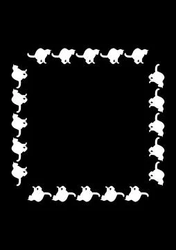 The frame on the vertical sheet of the A4 is made of cat silhouettes. Pets, c Stock Illustration