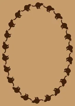 The frame on the vertical sheet of the A4 is made of cat silhouettes. Pets, c Stock Illustration