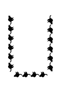 The frame on the vertical sheet of the A4 is made of cat silhouettes. Pets, c Stock Illustration