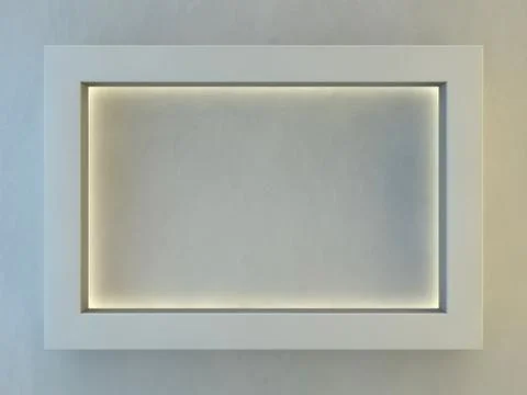 Frame on the wall with light lamps. 3D Stock Illustration