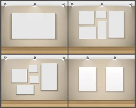 Frame on Wall for Your Text and Images Set, Vector Illustration Stock Illustration