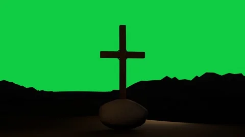 Off-frame warm light revealing cross and oval stone, highlighting texture on Stock Footage 337887621