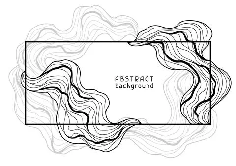 Frame with wave elements. Abstract card with linear curls. 스톡 일러스트