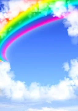 Frame from white clouds and rainbow Stock Illustration