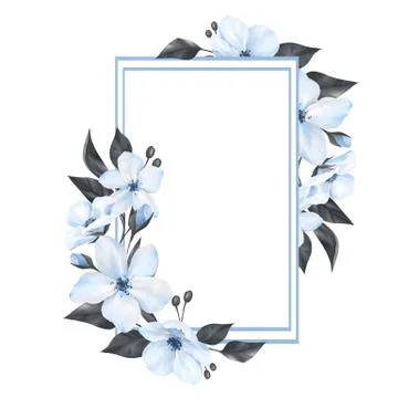 Frame with white flowers Illustrazione stock