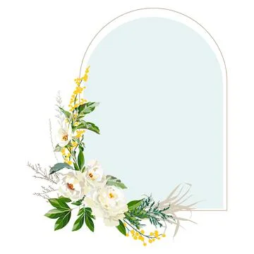 Frame with white peonies. Stock Illustration