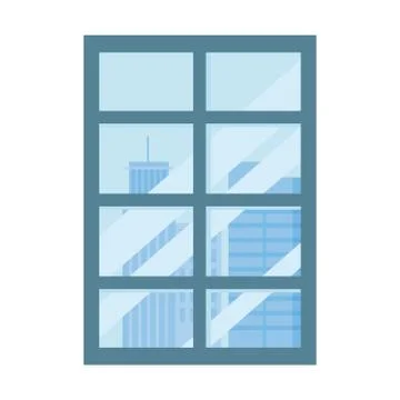 Frame window city view isolated design white background Stock Illustration