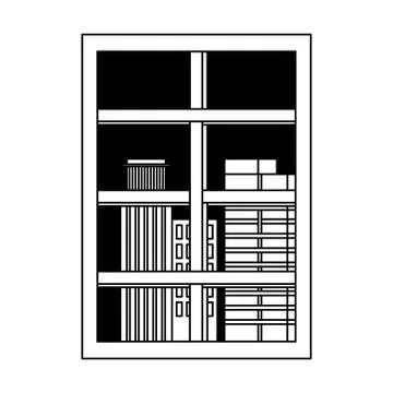 Frame window city view isolated design white background line style Stock Illustration