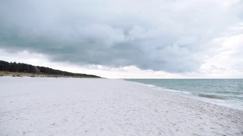 Frame of a windy, rainy beach on the Baltic Sea during stormy weather. Video stock 84264567