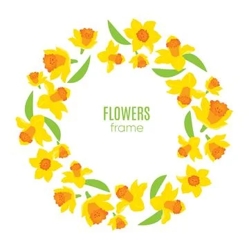 Frame with yellow spring daffodils. Illustrazione stock
