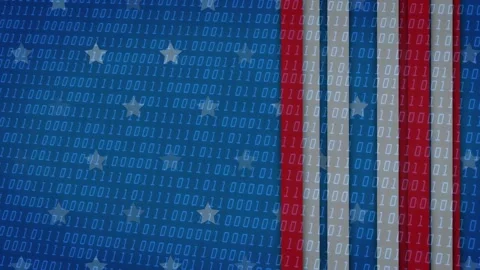 Frame1 ribbon column sliding leftward and narrowing spacing, binary digits Stock Footage 335739733