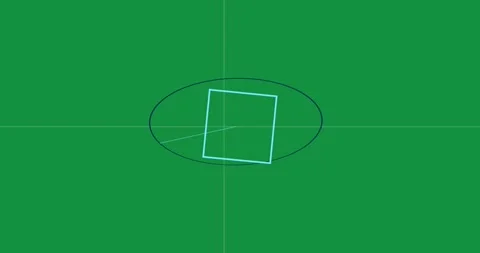 Frame1 starting cyan square rotating inside ellipse, pointer swinging, motion Stock Footage 329548602