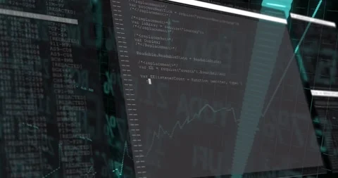 Frame2 sliding panel tilting into place revealing code scrolling over teal Stock Footage 329505293