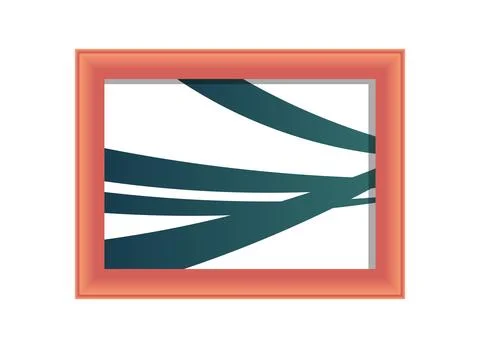Framed artwork featuring abstract green lines on white flat vector illustrati イラスト素材