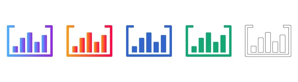 Framed Bar Chart Analytics Icons Stock Illustration