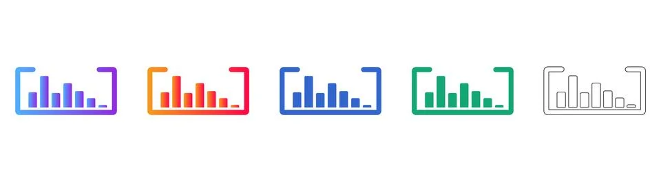Framed Bar Chart Analytics Icons Stock Illustration