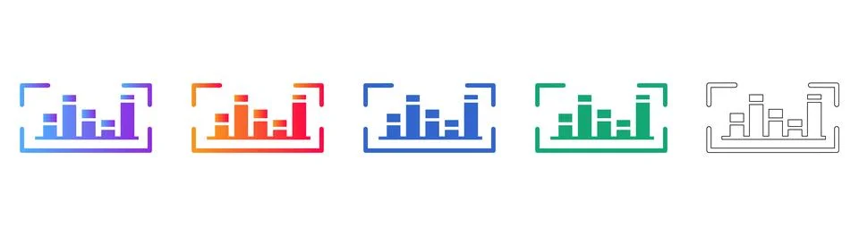 Framed Bar Chart Analytics Interface Icons Ilustração Stock