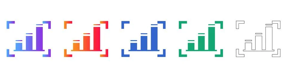 Framed Bar Chart Analytics Interface Icons Stock Illustration