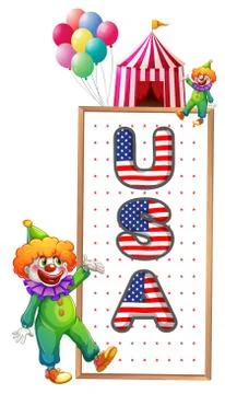 A framed board with the USA letters Ilustración de archivo