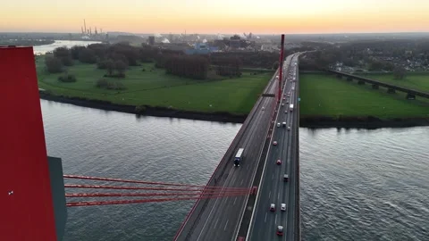 Framed bridge pillar perspective with moving traffic Video stock 331200122