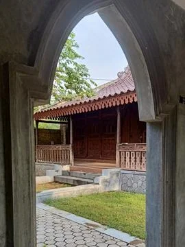 Framed by a concrete gate Stock Photos
