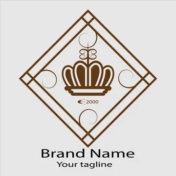Framed Crown Monogram logo design Stock Illustration