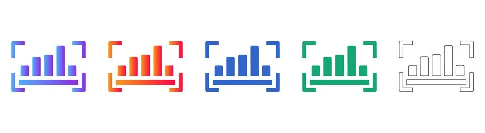 Framed Data Analysis Chart Icons Illustrazione stock