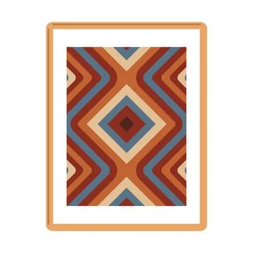 Framed geometric pattern with earthy tones for decor, Vector Illustrazione stock