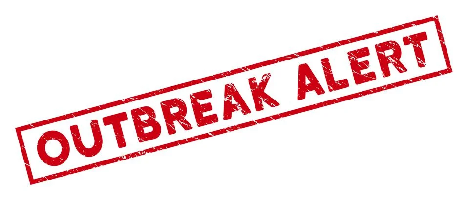 Framed Grunge Outbreak Alert Rectangular Watermark Illustrazione stock