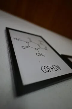 Framed Illustration of Caffeine Molecular Structure Stock Photos