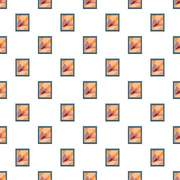 Framed landscape art repeating pattern on white background Stock Illustration